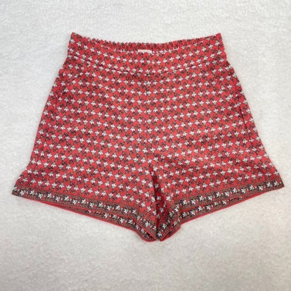 NWT Max Studio Geometric Print Elastic Waist Orange Pockets Shorts Size Large